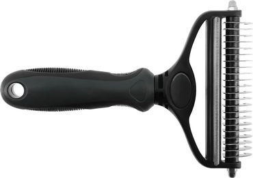 Produktbild von Hippotonic 2 in 1 Mauserbürste und Kamm aus Kunststoff in Schwarz Silber