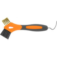 Produktbild von Hippotonic 3-in-1 Pferdeklaue aus Metall zur Hufpflege mit Bürste in Orange