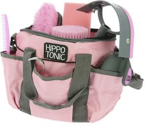 Produktbild von Hippotonic Pro 3 Putz- und Pflegeset für Pferde in Rosa mit Beutel
