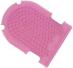 Produktbild von hippotonic Putzset für Pferde mit Reithandschuhen Striegel und Bürste aus Naturkautschuk in Rosa