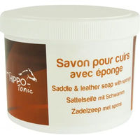Produktbild von Hippotonic Sattel- und Lederseife mit Schwamm 500 ml zur Lederpflege für Pferde