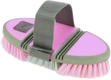 hippotonic Softgrip Flexible Nylonbürste für Pferde in Pink/Grau – Bild 1 von 2