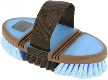 hippotonic Softgrip Pferdebürste aus Kunststoff in Blau/Braun – Bild 1 von 2