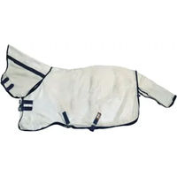 Produktbild von Hispano Hipica Fliegendecke für Pferde mit Halsabdeckung aus Polyester in Grau und Weiß 125/175 cm