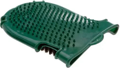 Produktbild von Hispano Hipica Gummipflegehandschuh mit Bürste in Grün zur Fellpflege