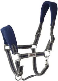 Produktbild von Hispano Hipica Pferdehalfter aus Nylon mit Fleece-Polsterung in Blau für Ponys
