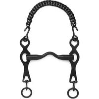 Produktbild von Hispano Hipica Portugiesisches Pferdegebiss mit Brücke aus Edelstahl Schwarz 12,5 cm