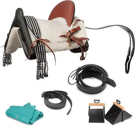 Produktbild von Hispano Hipica Sattelzubehör Set für Kinder und Ponys aus Stoff in Schwarz oder Bunt