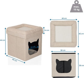 hjh LIVING Katzenhöhle PAWY ES aus Stoff mit Kissen in Beige 40x40x44 cm – Bild 1 von 5