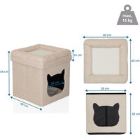 Produktbild von hjh LIVING Katzenhöhle PAWY ES aus Stoff mit Kissen in Beige 40x40x44 cm