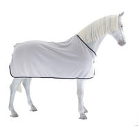 Produktbild von HKM Alaska Abschwitzdecke aus Fleece in Hellgrau/Dunkelblau mit 95 cm Rückenlänge