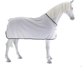 HKM Alaska Abschwitzdecke aus Fleece in Hellgrau/Dunkelblau mit einer Rückenlänge von 125 cm – Bild 1 von 3