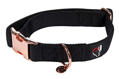 HKM ANAM Cara Hundehalsband aus Baumwolle Schwarz Roségold Größe L – Bild 1 von 2