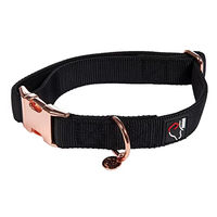 Produktbild von HKM ANAM Cara Hundehalsband aus Baumwolle Schwarz Roségold Größe L