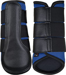 HKM Breath Hufglocken und Gamaschen Set aus 3D-Mesh für Pferde Royalblau Schwarz XL – Bild 1 von 1