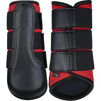 Produktbild von HKM Breath Hufglocken und Gamaschen Set Rot/Schwarz Größe L aus 3D-Mesh Beinschutz für Pferde