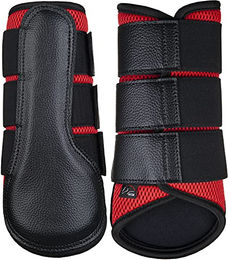 HKM Breath Hufglocken und Gamaschen Set Rot/Schwarz XL aus 3D-Mesh Beinschutz für Pferde – Bild 1 von 1