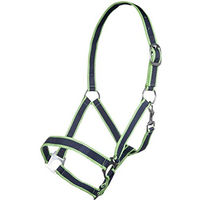 Produktbild von HKM Budapest Nylonhalfter für Warmblut in Navy/Grasgrün