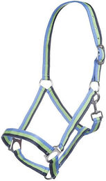 HKM Budapest Nylonhalfter für Warmblut mit Kontraststreifen Dunkelblau Grün Royalblau – Bild 1 von 1