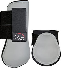 HKM Classic Gamaschen und Streichkappen Set 4er Set Beinschutz Grau für Warmblut – Bild 1 von 1