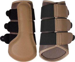 HKM Comfort Breath Gamaschen für Pferde aus Kunstleder Shetty Braun Beige – Bild 1 von 1