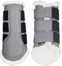 HKM Comfort Dressurgamaschen aus Kunstleder Grau M – Bild 1 von 2
