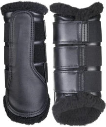 HKM Comfort Dressurgamaschen aus Kunstleder mit Teddyfutter Schwarz L – Bild 1 von 6