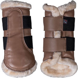 HKM Comfort Gamaschen aus Kunstleder Taupe Größe M – Bild 1 von 2