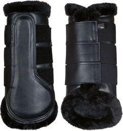 HKM Comfort Premium Fur Dressurgamaschen aus Kunstleder Schwarz Größe L – Bild 1 von 2
