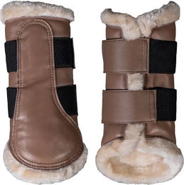 HKM Comfort Premium Fur Gamaschen für Pferde aus Kunstleder Braun Größe S – Bild 1 von 1