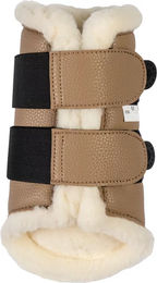HKM Comfort Premium Fur II Geschlossene Gamaschen für Pferde aus Kunstleder in Braun und Beige – Bild 1 von 1