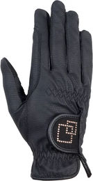 HKM Competition Reithandschuhe aus Leder für Damen in Schwarz/Rosa Größe L – Bild 1 von 1