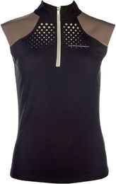 HKM Damen Reitshirt Amalfi Sommer Funktionstop Schwarz/Taupe XL – Bild 1 von 3