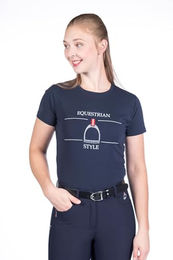 Produktbild von HKM Damen Reitshirt Equine Sports Style aus Baumwolle Grau L