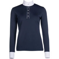 Produktbild von HKM Damen Turniershirt Emilia Polohemd mit langen Ärmeln Blau XXL