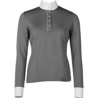 Produktbild von HKM Emilia Turnierpolo Damen mit langen Ärmeln Grau Größe L