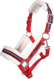 HKM Equine Sports Style Halfter für Warmblut in Rot mit Silber aus Kunstleder – Bild 1 von 2