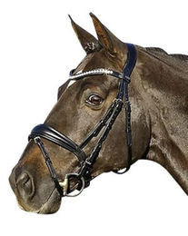 HKM Euroriding La Rochelle Trense mit schwedischem Reithalfter aus Leder für Vollblut in Schwarz – Bild 1 von 2