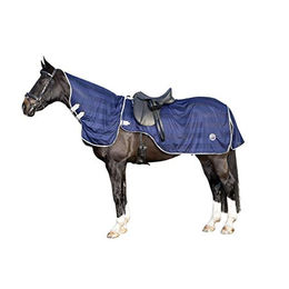 HKM Fliegenausreitdecke für Pferde aus Polyester in Blau mit abnehmbarem Halsteil – Bild 1 von 3