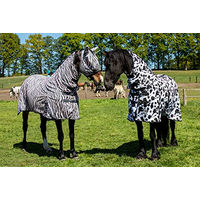 Produktbild von HKM Fliegendecke Cow für Pferde mit Halsteil Schwarz Weiß 165 cm