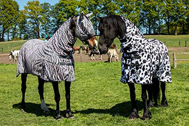 Produktbild von HKM Fliegendecke Cow Pferdedecke für Weide Stall und Paddock Schwarz Weiß 155 cm