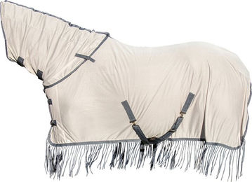 HKM Fliegendecke Fringes Style mit abnehmbarem Halsteil Insektenschutz Silber/Grau 165 – Bild 1 von 1