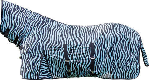 HKM Fliegendecke für Pferde mit Halsabdeckung Zebra Muster Schwarz Weiß Bunt – Bild 1 von 1