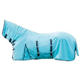 HKM Fliegendecke mit Halsteil für Pferde in Aqua Blau Größe 135 – Bild 1 von 5