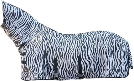 HKM Fliegendecke Zebra für Pferde mit Halsteil und Bauchlatz in Weiß-Schwarz – Bild 1 von 6