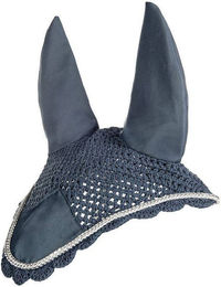 HKM Fliegenhaube aus Baumwolle für Warmblut Pferde in Rauchblau/Silber – Bild 1 von 1