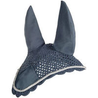 Produktbild von HKM Fliegenhaube aus Baumwolle für Warmblut Pferde in Rauchblau/Silber