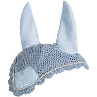 Produktbild von HKM Fliegenhaube aus Baumwolle mit Fliegenohren in Babyblau/Silber für Ponys