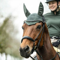 Produktbild von HKM Fliegenhaube Daphne für Warmblut Pferde in Blau aus Stoff
