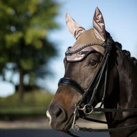 Produktbild von HKM Fliegenhaube mit Goldenem Gebiss für Warmblut in Blau/Gold aus Metall